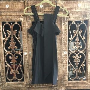 Amanda Uprichard black silk ruffle dress with tie